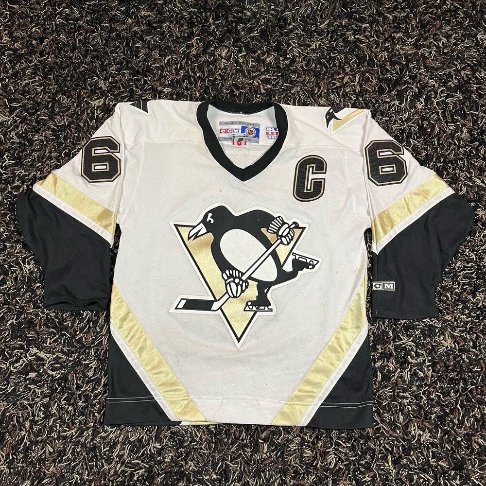 CCM Authentic Mario Lemieux Pittsburgh Penguins NHL Jersey‎ White Sz M Preowned